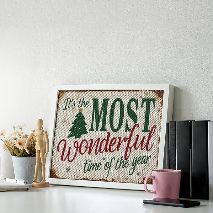 Diamond Painting Kits for Adults - Humorous Quote & Christmas Tree Most Wonderful Time of The Year Painting DIY 5D Full Drill Diamond Dots Paintings with Diamonds Gem Art And Crafts Home Decor 12"x16"