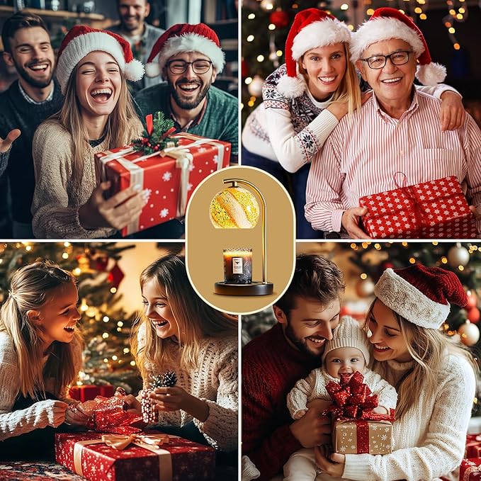 Womens Gifts for Christmas Candle Warmer Lamp, Dimmable Scented Wax Melt Warmer with Timer, Housewarming Gifts for Home Bedroom Decor, Xmas Birthday Gifts for Mom, 2 Bulbs, White+Gold