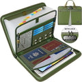 Andyer Accordion File Organizer with Lock, Fireproof Expanding File Folder with Tabs, 13 Pockets Important Document Organizer with Handle, Portable Paperwork Business Organizer, Letter/A4-Size (Green)