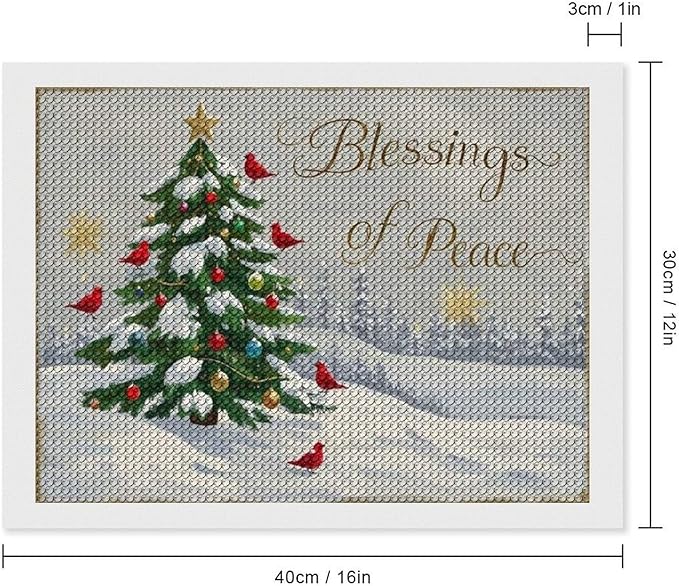 Diamond Painting Kits for Adults - Christmas Snowy Pine & Inspirational Blessings of Peace Painting DIY 5D Full Drill Diamond Dots Paintings with Diamonds Gem Art And Crafts Home Decor 12"x16"