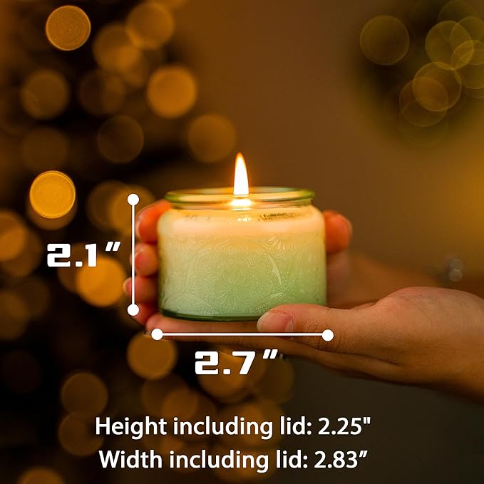 18-Pack 4oz Embossed Glass Candle Container with Bamboo Lids and Labels, Green Candle Jars for Making Candles, Mandala Design