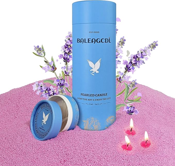 Dusk in Provence Pearled Candle – 18 Oz Lavender Scented Sand Candles with 30 Wicks | Refillable Purple Wax Long-Lasting Powder 120 Hours Clean Burning for DIY Lover’s Gifts