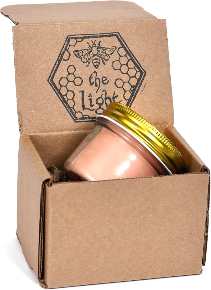 BeeTheLight Beeswax Jar Candle with Lid - Citrus Energy Aromatherapy Candle - 20 Hours Burn Time - All Natural 100% Pure Beeswax Candle - Handmade Decorative Jar Candle