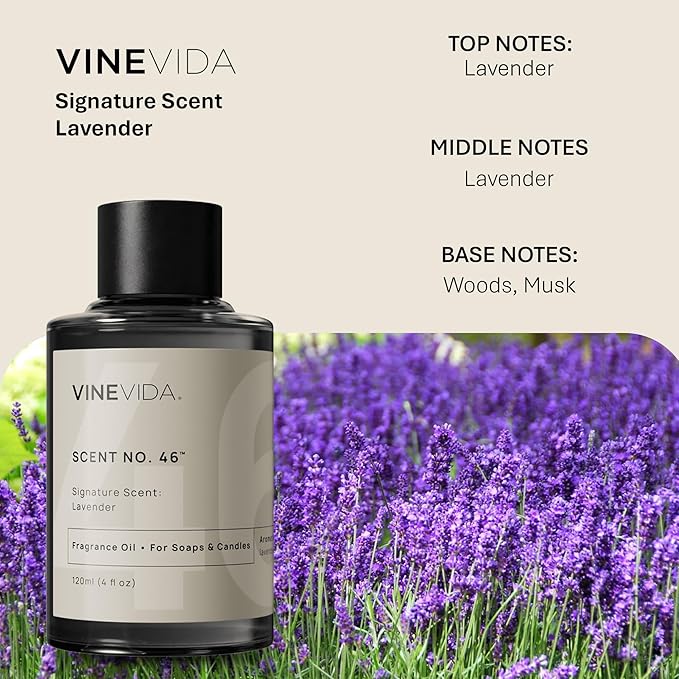 VINEVIDA [4oz] Lavender Fragrance Oil for Candle Making and Soap Making - Premium Candle Scents for Soy Candles