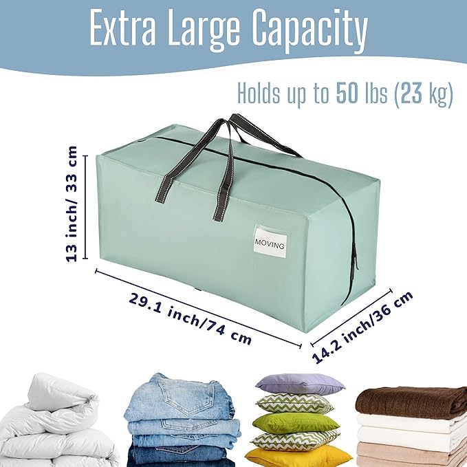 VENO 8 Pack Heavy Duty Moving Bags with Backpack Straps, Zippers & Handles, Extra Large Packing Bags for College Dorm Essentials, Moving Supplies Alternative to Cardboard Moving Boxes