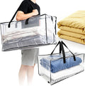 RAINFLOW Extra Large Moving Bags - Heavy Duty Clear Tote Bag for Storage and Organization with Smooth Zipper and Strong Handle Home Moving Supplies College Dorm Essentials for Girls and Guys 1PCS