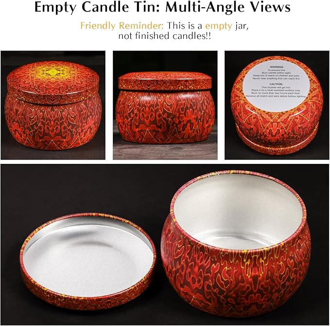 Domivirgo 24 Empty Candle Tins 5.4 oz with Lids - Simple Candle-Making Kit, Includes Wicks, Holders & Stickers, Multi-Purpose Storage Containers for Crafts & Small Items