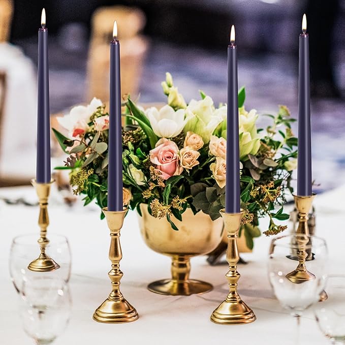 KONNI 0.87×10 Inch Dark Blue Taper Candles, Unscented and Smokeless Tall Candlesticks, 10 Pack Tapered Candles with Cotton Wicks, Long Burning, Ideal for Weddings, Dinner Parties, and Home Décor