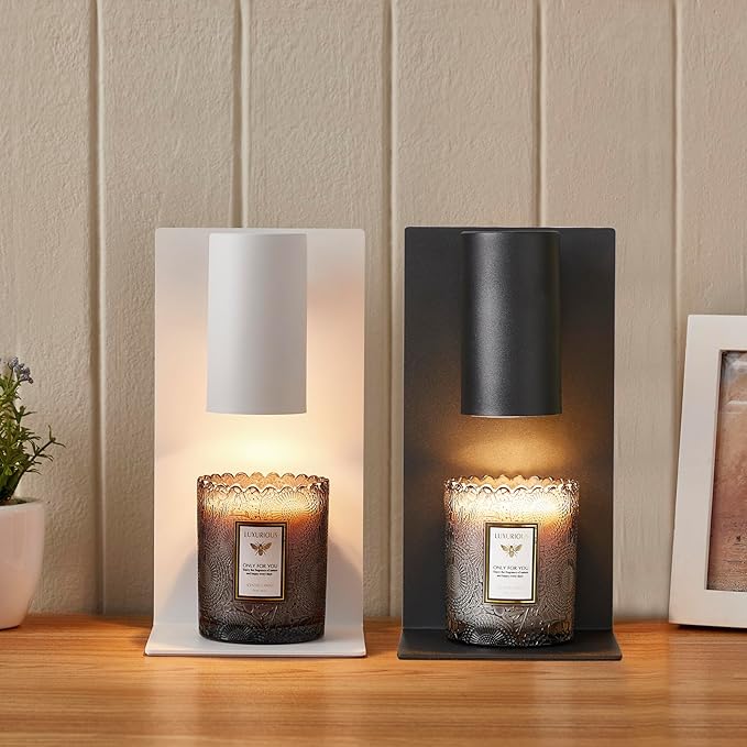Black L-Shape Candle Warmer Lamp with Timer Dimmable, New Home Decor for Bedroom, Office, Modern Living Room, Christmas Birthday New Year Gift for Women Man