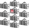 Extra Large Moving Bags Heavy Duty Storage Bags with Zipper Handles, BETU 10 Pack Clothes Storage Totes Bins Packing Moving Boxes, Moving Supplies for College Dorm Essentials, Space Saving,White Plaid