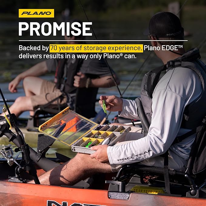 Plano EDGE 3700 Premium Tackle Utility Box, Gray and Yellow, Stackable Organizers, Waterproof, Rust-Resistant Bait and Tackle Storage