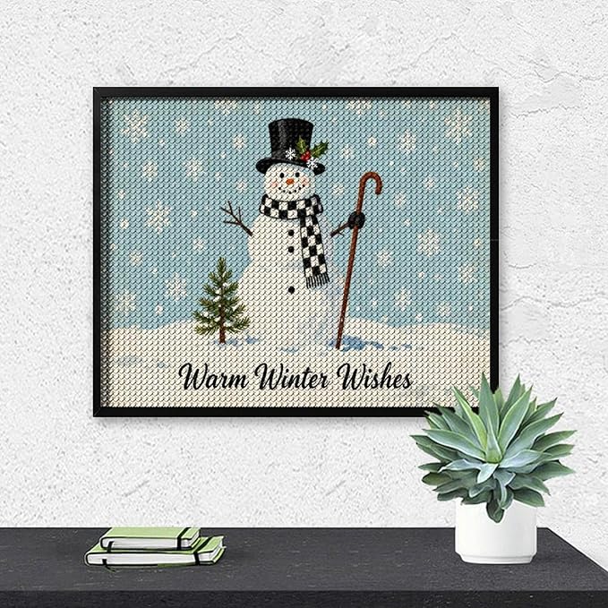 AIVKIEJK Diamond Painting Kits for Adults - Christmas Festive Winter Snowman Warm Winter Wishes Painting DIY 5D Full Drill Diamond Dots Paintings with Diamonds Gem Art and Crafts Home Decor 16"x20"