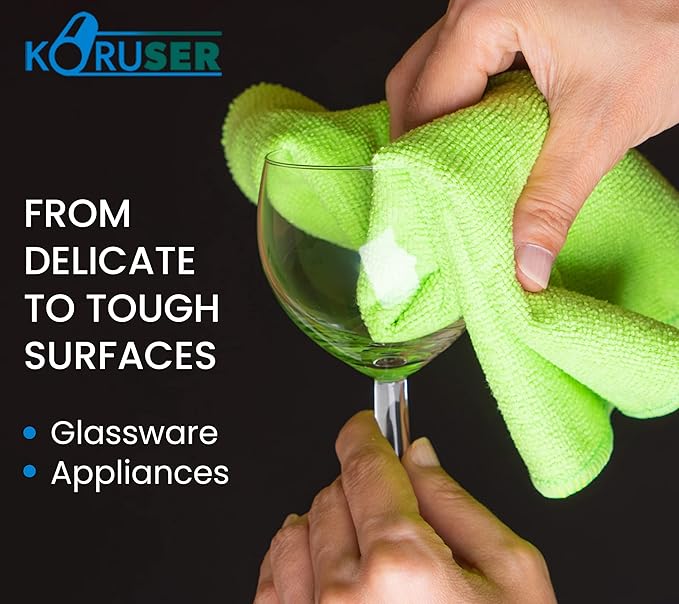 Microfiber Cleaning Cloths - Reusable and Washable - Multi Purpose Indoor/Outdoor Cleaning/Dusting/Polishing on Kitchen/Bathroom/Auto Surfaces (12 Pack/High Grammage)