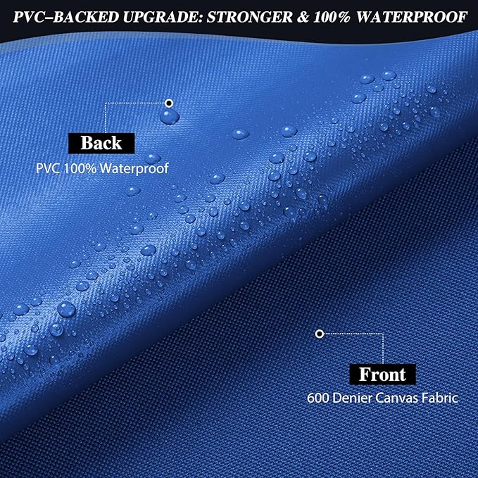 ANMINY 100% Waterproof Outdoor Fabric 3 Yards, 58" W 600D Marine Canvas Fabric with PVC Backing, Ripstop Upholstery Material by The Yard for Furniture Boat Covers Tent Awning, Royal Blue