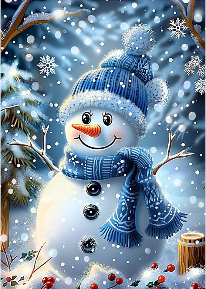MOGTAA Christmas Snowman Diamond Art Kits for Adults, 5D Full Drill Diamond Painting Kits for Adults Beginner, DIY Winter Round Diamond Dots for Adults, Gem Art for Home Wall Decor 12 X 16 Inch