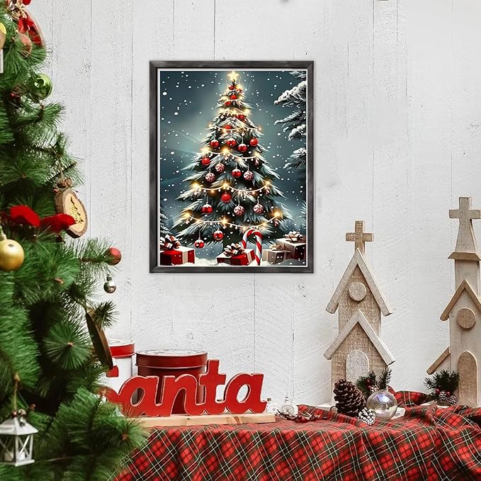 DOMROM Christmas Diamond Painting Kits, Santa Claus and Deer 5D Diamond Art Kits,Gem Art Painting with Diamonds Dots, Arts and Crafts for Beginners Adult Wall Decor 12 x 16inch