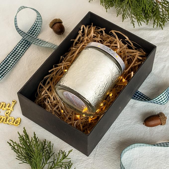 Art Secret 9-Pack 8oz Embossed Glass Candle Jars with Lids and Labels - Sun Moon Stars Design (Clear)