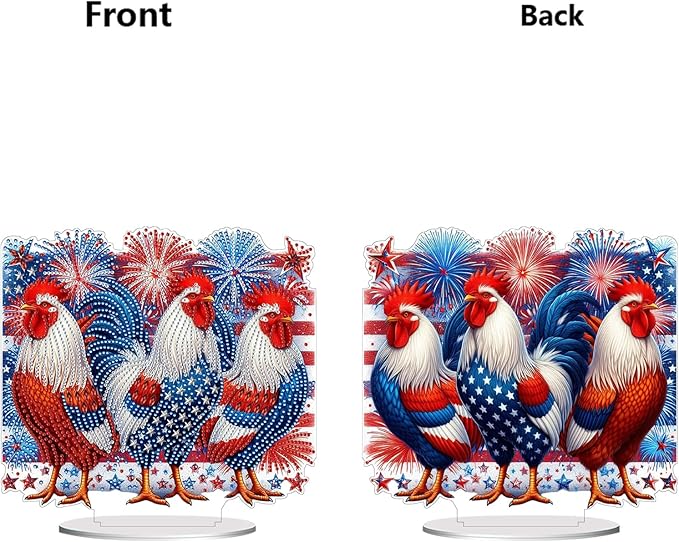 ARTopet DIY Diamond Desktop Ornament PET Irregular Shape Special Shaped Crystal Double Sided Pattern Single Sided Diamond Art Painting Tabletop Home Ornaments Decor (Rooster01)