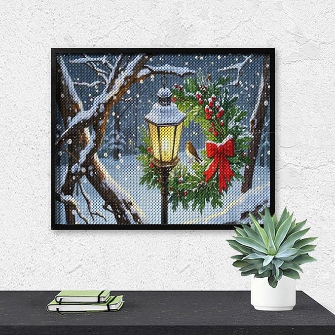 AIVKIEJK Diamond Painting Kits for Adults - Festive Christmas Red Berries & Golden Baubles Painting DIY 5D Full Drill Diamond Dots Paintings with Diamonds Gem Art and Crafts Home Decor 16"x20"