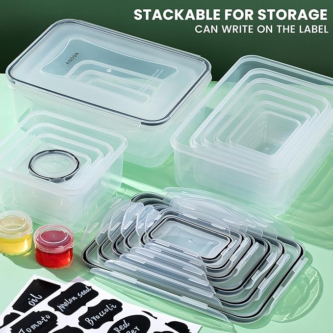 AISOON 40 Pcs 85oz Food Storage Containers with Lids, Airtight BPA-Free Leakproof Reusable Kitchen Containers, Freezer Safe Meal Prep & Pantry Organizer Set, Microwave & Dishwasher Safe