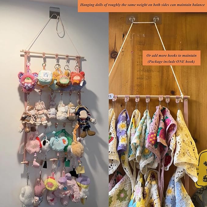 Hanging Display Storage Shelves Detachable Doll Organizers for Storage Plush Doll Collectors Gifts, Hanging Over the Door Organizer for Bedroom Home (Beige 1pcs)
