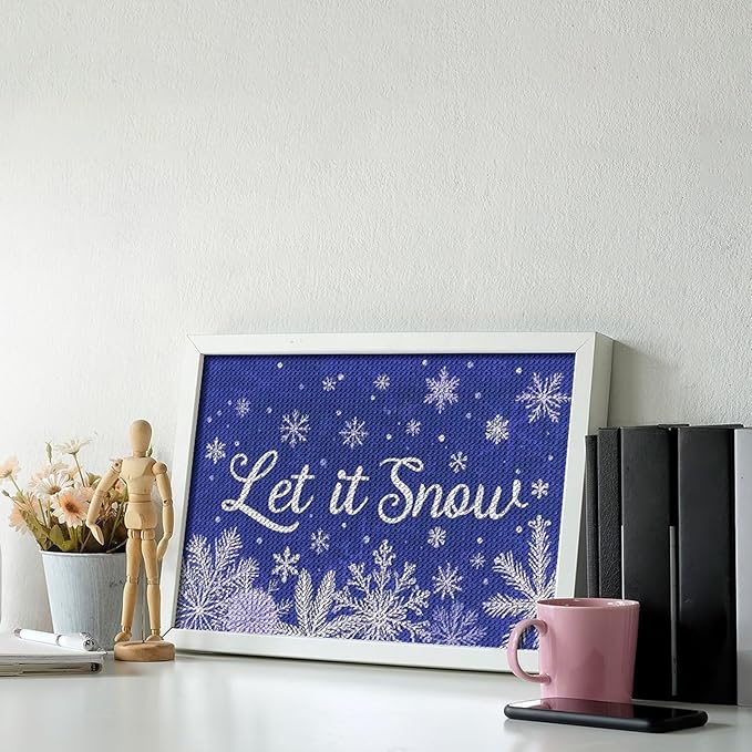 AIVKIEJK Diamond Painting Kits for Adults - Festive Snowflake Christmas Let It Snow Painting DIY 5D Full Drill Diamond Dots Paintings with Diamonds Gem Art and Crafts Home Decor 8"x12"