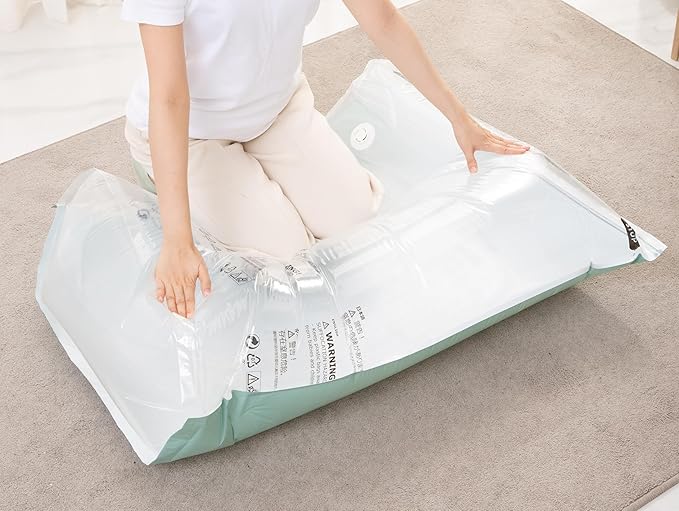 Vacuum Storage Bags for Clothing - NeatNest 6 Pack Cube Bags, 3 Medium + 3 Large, Box-Shaped Space Saver Bags with Vacuum or Hand Press, Durable PE+PA Material for Comforters, Clothes, Pillows
