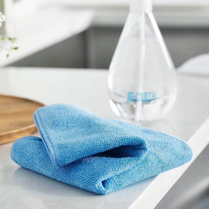 E-Cloth Microfiber Cloth, World's Leading Premium Microfiber Cleaning Cloth, Twice as Durable as Competition, 1 Year Guarantee, Ideal for Kitchen, Countertops, Sinks, and Bathrooms, Blue, 8 Pack