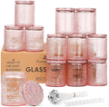 LumaCraft Luxury Embossed Glass Candle Jars for Making Candles - 12 Pack Empty Candle Containers with Airtight Metal Lids, 20 Wicks & 20 Stickers, Colored Glass Jars for Gifts & Decor-8OZ