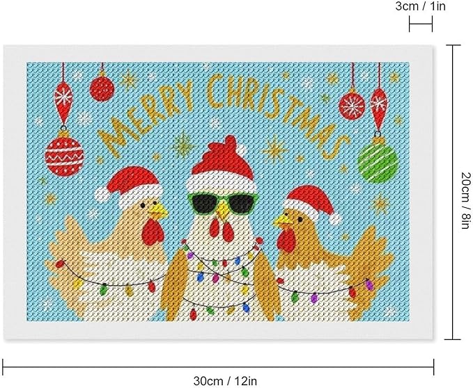 AIVKIEJK Diamond Painting Kits for Adults - Christmas Rooster Santa Hat & Fashion Glasses Painting DIY 5D Full Drill Diamond Dots Paintings with Diamonds Gem Art and Crafts Home Decor 8"x12"