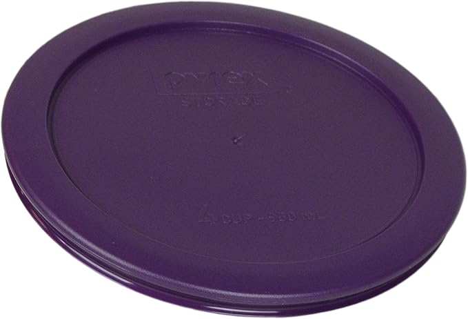 Pyrex (2) 7200-PC 2-Cup Lawn Green, (2) 7201-PC 4-Cup Purple, (2) 7402-PC 6/7-Cup Blue Food Storage Replacement Lids - Made in USA