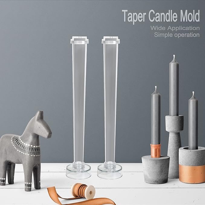 2pcs Taper Candle Mold, 10.2 Inch Clear Plastic Tapered Candlesticks Candle Molds, for Wedding, Parties, Dinner, Home Decor