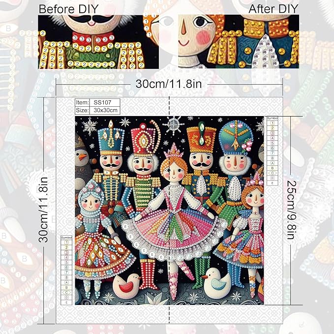 5D Christmas Girl Special Shape Diamond Art Kits for Beginners, Christmas Winter Theme Diamonds Painting Kits for Adults,DIY Crystal Rhinestones Diamond Paintings for Home Wall Decor 12×12Inch