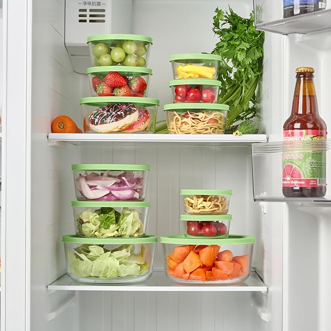 DURA LIVING 12-Piece Glass Food Storage Containers Set (6 Containers + 6 BPA-Free Lids) | 2-Cup, Leakproof | Microwave, Freezer, Oven & Dishwasher Safe | Ideal for Meal Prep & Pantry Organization