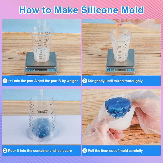 Silicone Mold Making Kit, 22oz 15A Elastic Liquid Silica Gel for Casting Resin molds and Candle & Soap Mold,Fast Cure Translucent Platinum Silicone Rubber