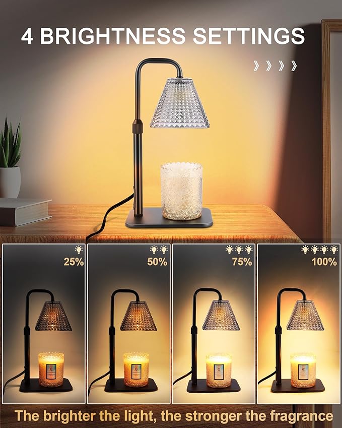 Candle Warmer Lamp with Timer Dimmer - Valentine's Day Birthday Gifts for Women Mom White Elephant Gifts Home Room Decor, Adjustable Height Wax Melt Warmer Lamp for Scented Jar Candles with 2 Bulbs