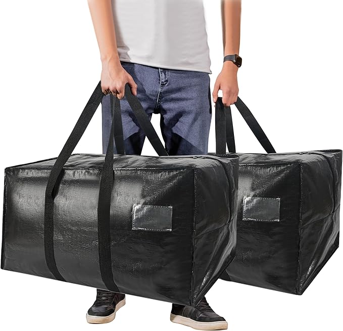 Heavy Duty Extra Large Moving Bags,121 Gallon Jumbo Packing Bags,Huge Moving Storage Bags with Strong Zippers & Carrying Handles,Reusable Big Moving Storage Bags for College Dorm Travel 2Pack