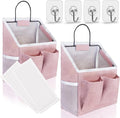 Kanrichu 2pcs Wall Hanging Baskets for Organizing, Wall Hanging Storage Bag as Over the Door Organizer, Wall File Organizer, Rv Storage and Organization. For Bedroom, Office, Camper (Pink-Upgraded)