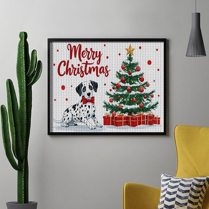 AIVKIEJK Diamond Painting Kits for Adults - Christmas Joyful Canine Holiday Painting DIY 5D Full Drill Diamond Dots Paintings with Diamonds Gem Art and Crafts Home Decor 16"x20"