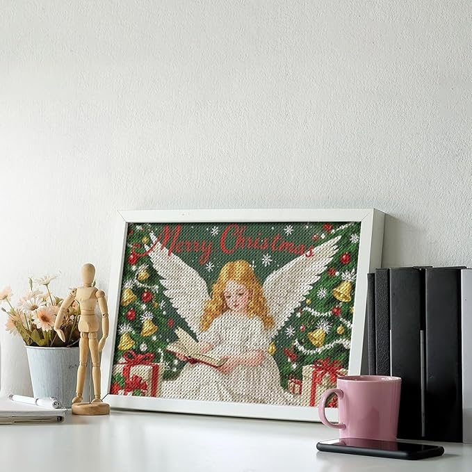 AIVKIEJK Diamond Painting Kits for Adults - Merry Christmas Angel Welcome Painting DIY 5D Full Drill Diamond Dots Paintings with Diamonds Gem Art and Crafts Home Decor 8"x12"