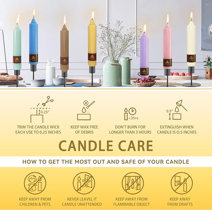Beeswax Taper Candles 7 inch Beeswax Taper Candlesticks 4 PCS Short Candlesticks Smokeless Tapered Candle for Home Dinner Party Decoration - 8 Hour Burn Time