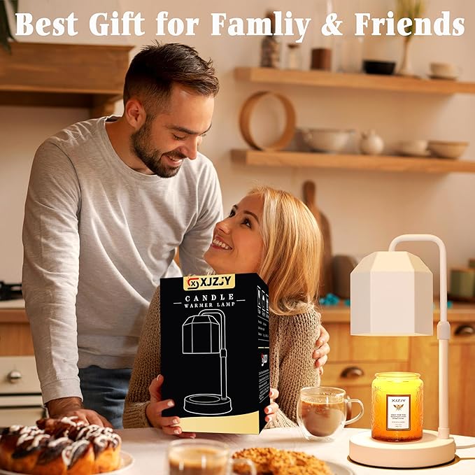 XJZJY Candle Warmer Lamp with Timer Dimmer,Adjustable Height Candle Warmer,Candle lamp for Scented Wax Jar Candles,Gifts for Mom Women, House Warming Gifts for New Home Bedroom Decor,White