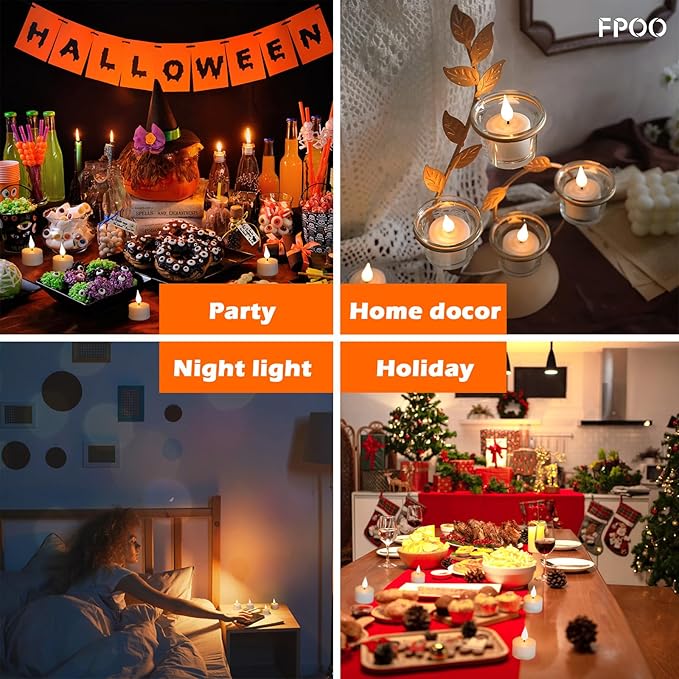 FPOO Rechargeable Tea Lights Candles with Remote Timer, 12 Packs Flameless Flickering led Tea Lights Votive Candles with USB Charging for Home Decor Centerpiece Christmas Wedding (2 inch)