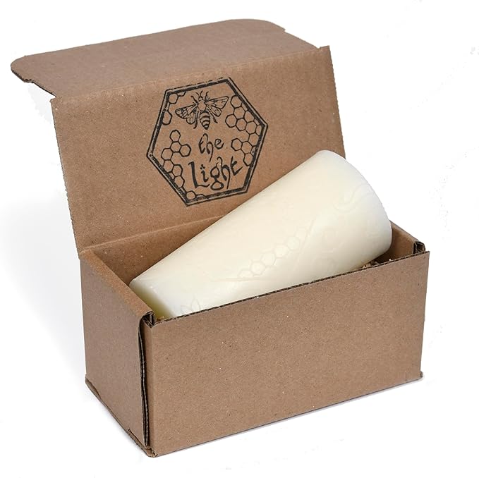 BeeTheLight Beeswax Pillar Candle - 100% Pure Bees Wax - Choose Your Size and Color - 72 Hour Burn Time - Fits 3x6 Holder - Unscented - Natural Light Honey Scent (Cloud White, Large)