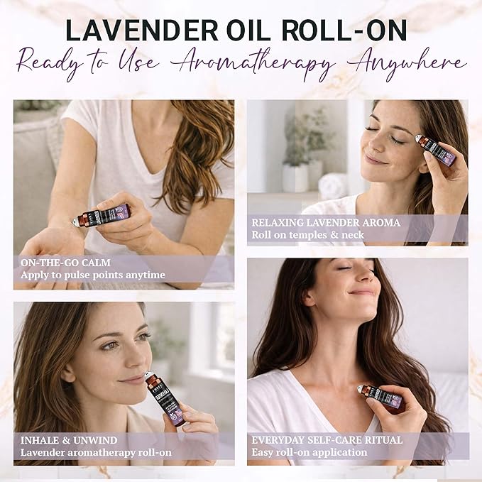 Lavender Essential Oil Roll On – Pre-diluted Calming Lavender Oil for Relaxation, Sleep & Skin Care, Aromatherapy Roller, Lavender Roller Ball, Calming Gifts for Women, Men By Fiora Naturals