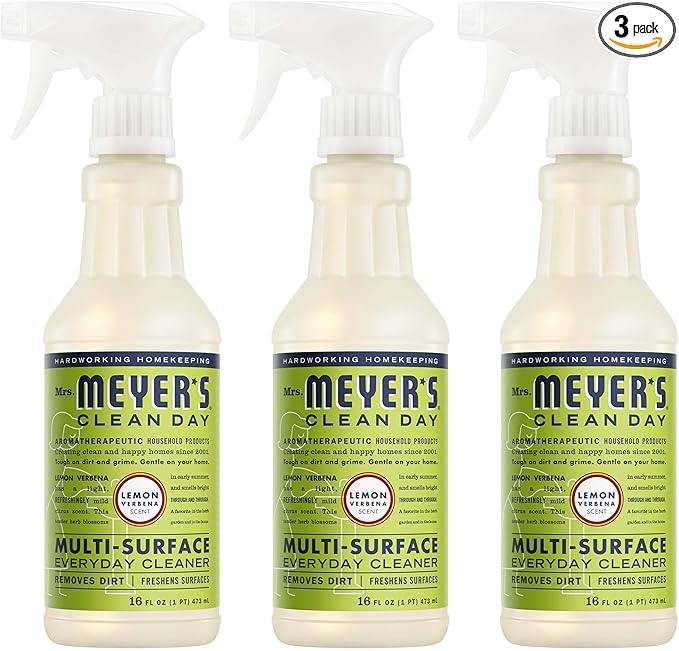 MRS. MEYER'S CLEAN DAY All-Purpose Cleaner Spray, Cruelty Free Formula, Lemon Verbena, 16 fl. oz - Pack of 3