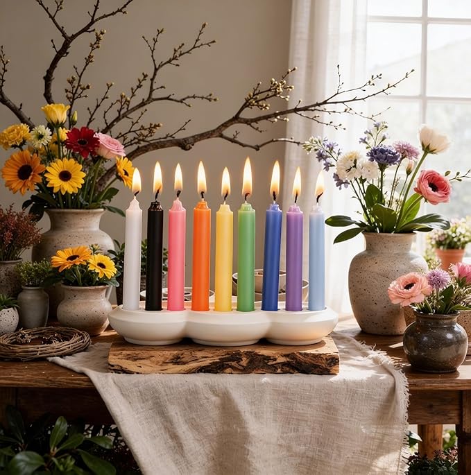 Viyffo 40 Pack Taper Chime Candles, 4 Inch Mini Unscented Dripless Candles, 1.5 Hour Burn Time, 10 Colors for Rituals, Meditation, Prayer, Wicca & Pagan Spells, Home Décor