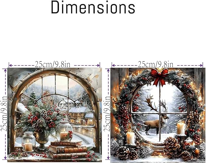 NEGEKFKX 2 Pack Christmas Paint by Numbers Kit for Adults Beginner with Framed,Deer Easy Adult Paint by Number Kits on Canvas DIY Painting for Beginners Art by Numbers for Home Wall Decor 10x10Inch