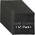12 Pack Microfiber Gun Cleaning Cloth, 12"x12" Lint Free Gun Cleaning Rags, Reusable Microsuede Cleaning/Polishing Wipes Towels for Firearms, Knives and Scopes (Black)