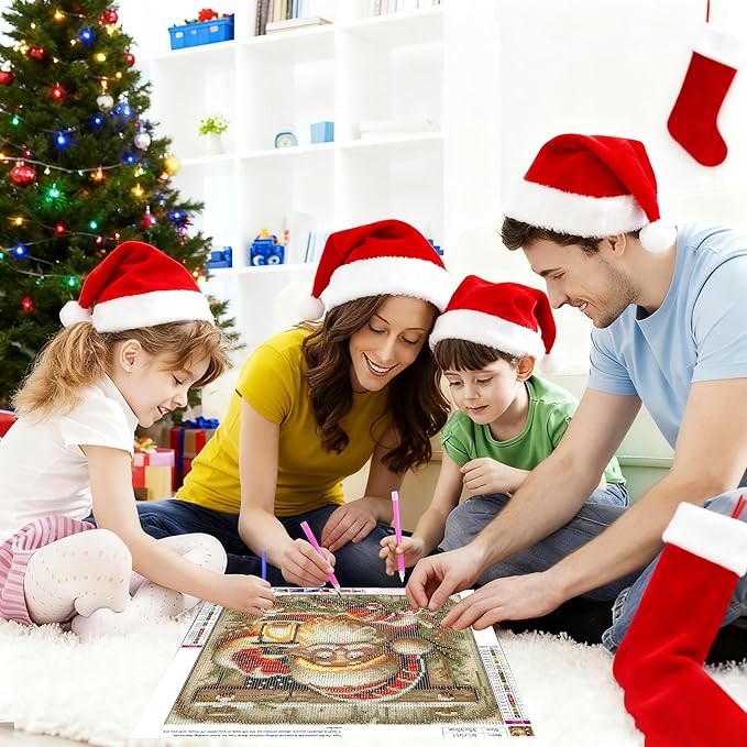 VIGEGU Christmas Diamond Art Kits for Adult,Santa Claus Diamond Painting for Beginnger,Lantern DIY Full Drill Rhinestone Diamond Dots Gem Painting Home Wall Decor 13.7x13.7 in
